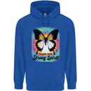 Fragile Skin Strong Spirit Butterfly Mens 80% Cotton Hoodie Royal Blue