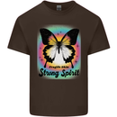 Fragile Skin Strong Spirit Butterfly Mens Cotton T-Shirt Tee Top Dark Chocolate