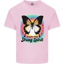 Fragile Skin Strong Spirit Butterfly Mens Cotton T-Shirt Tee Top Light Pink