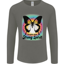Fragile Skin Strong Spirit Butterfly Mens Long Sleeve T-Shirt Charcoal