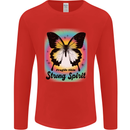 Fragile Skin Strong Spirit Butterfly Mens Long Sleeve T-Shirt Red