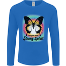Fragile Skin Strong Spirit Butterfly Mens Long Sleeve T-Shirt Royal Blue