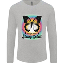 Fragile Skin Strong Spirit Butterfly Mens Long Sleeve T-Shirt Sports Grey