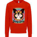 Fragile Skin Strong Spirit Butterfly Mens Sweatshirt Jumper Bright Red