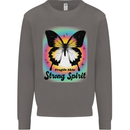 Fragile Skin Strong Spirit Butterfly Mens Sweatshirt Jumper Charcoal