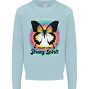 Fragile Skin Strong Spirit Butterfly Mens Sweatshirt Jumper Light Blue
