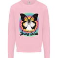 Fragile Skin Strong Spirit Butterfly Mens Sweatshirt Jumper Light Pink