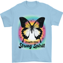 Fragile Skin Strong Spirit Butterfly Mens T-Shirt 100% Cotton Light Blue