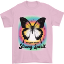 Fragile Skin Strong Spirit Butterfly Mens T-Shirt 100% Cotton Light Pink