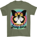 Fragile Skin Strong Spirit Butterfly Mens T-Shirt 100% Cotton Military Green