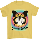 Fragile Skin Strong Spirit Butterfly Mens T-Shirt 100% Cotton Yellow