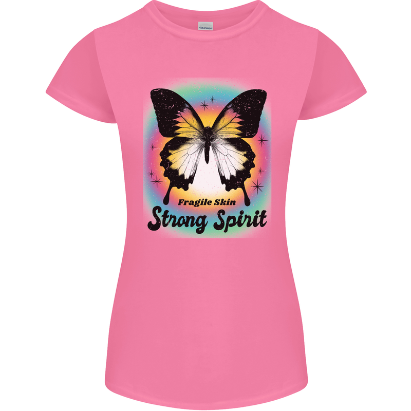 Fragile Skin Strong Spirit Butterfly Womens Petite Cut T-Shirt Azalea