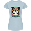 Fragile Skin Strong Spirit Butterfly Womens Petite Cut T-Shirt Light Blue