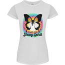 Fragile Skin Strong Spirit Butterfly Womens Petite Cut T-Shirt White