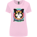 Fragile Skin Strong Spirit Butterfly Womens Wider Cut T-Shirt Light Pink