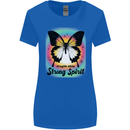 Fragile Skin Strong Spirit Butterfly Womens Wider Cut T-Shirt Royal Blue