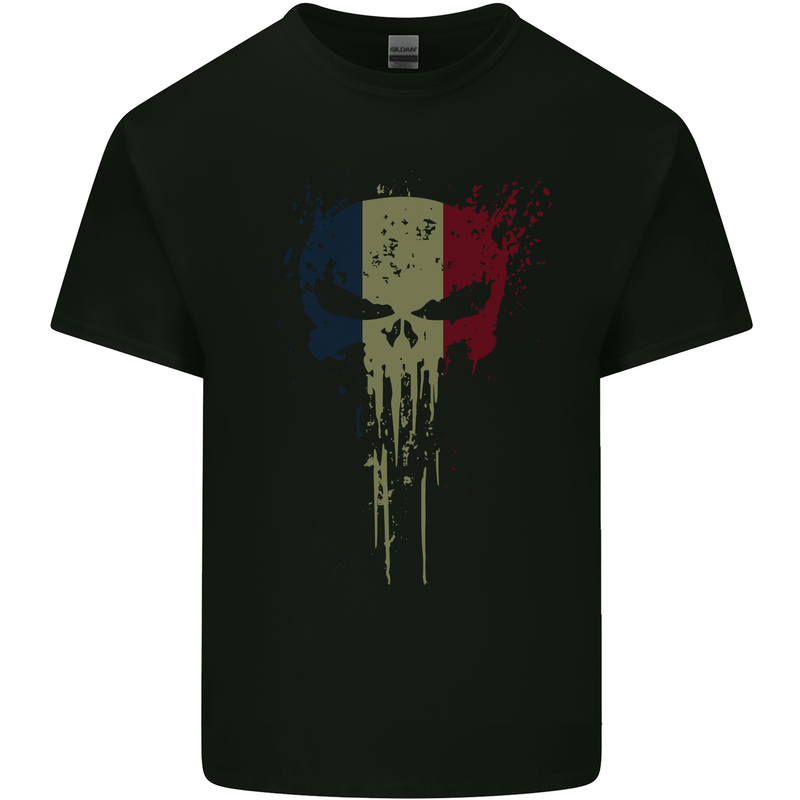 France Skull Gym Training Bodybuilding Kids T-Shirt Childrens Black
