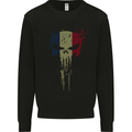 France Skull Gym Training Bodybuilding Mens Sweatshirt Jumper Black