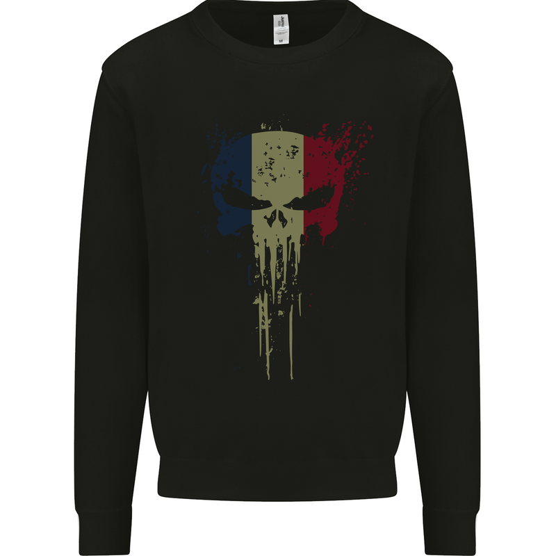 France Skull Gym Training Bodybuilding Mens Sweatshirt Jumper Black