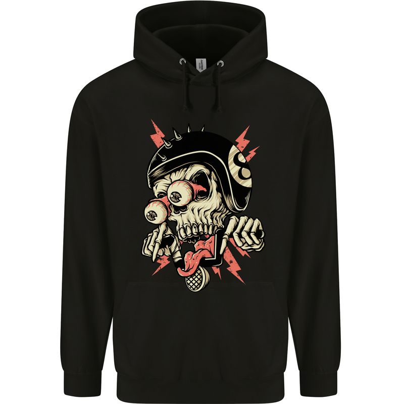 Freaky Biker Skull Motorcycle Motorbike Childrens Kids Hoodie Black