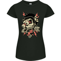 Freaky Biker Skull Motorcycle Motorbike Womens Petite Cut T-Shirt Black