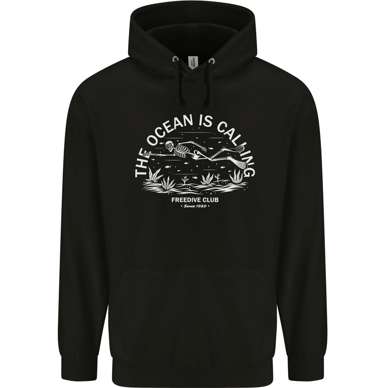 Freediving Funny Skull Scuba Diving Diver Childrens Kids Hoodie Black