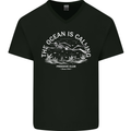 Freediving Funny Skull Scuba Diving Diver Mens V-Neck Cotton T-Shirt Black