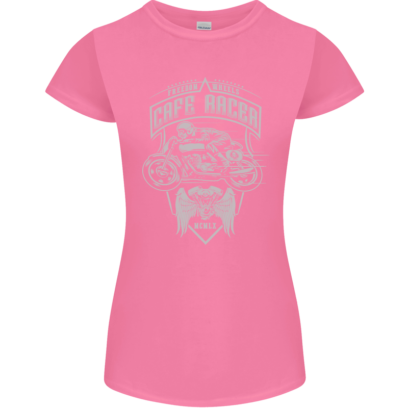 Freedom Wheels Cafe Racer Biker Motorcycle Womens Petite Cut T-Shirt