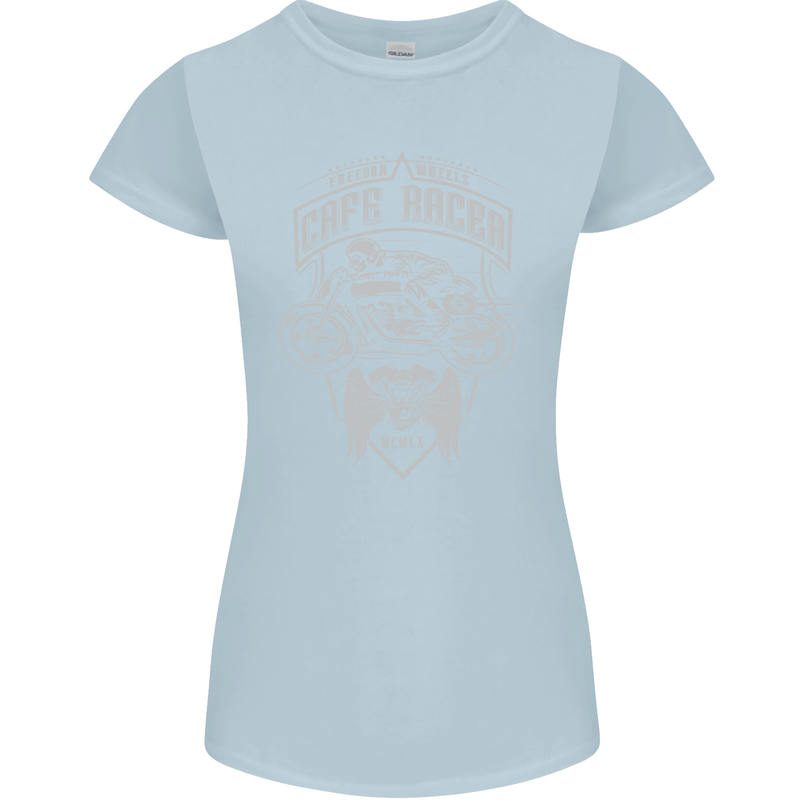 Freedom Wheels Cafe Racer Biker Motorcycle Womens Petite Cut T-Shirt