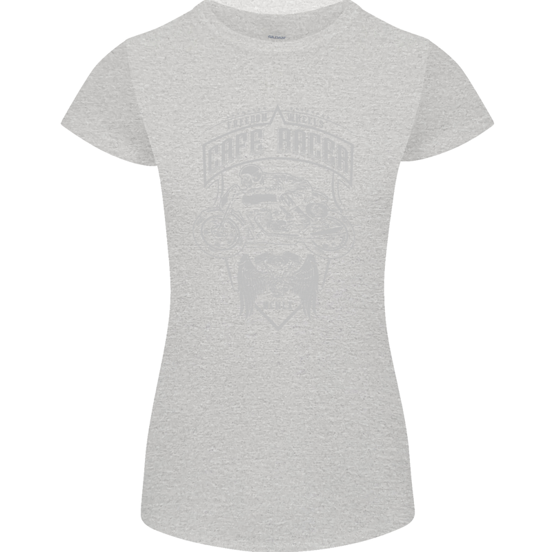 Freedom Wheels Cafe Racer Biker Motorcycle Womens Petite Cut T-Shirt