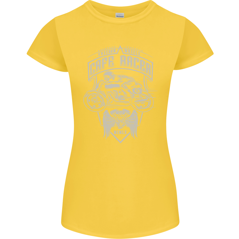 Freedom Wheels Cafe Racer Biker Motorcycle Womens Petite Cut T-Shirt