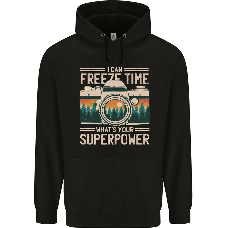 Freeze Time Photographer Photography Childrens Kids Hoodie Black