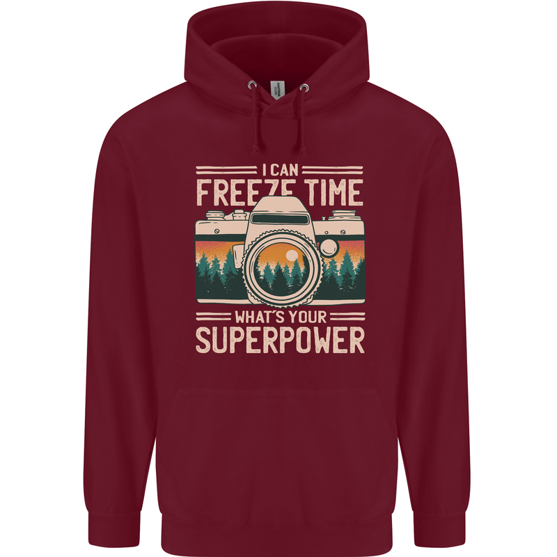 Freeze Time Photographer Photography Childrens Kids Hoodie Maroon