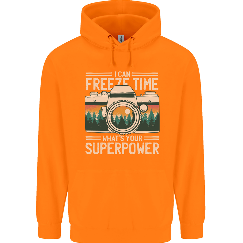 Freeze Time Photographer Photography Childrens Kids Hoodie Orange