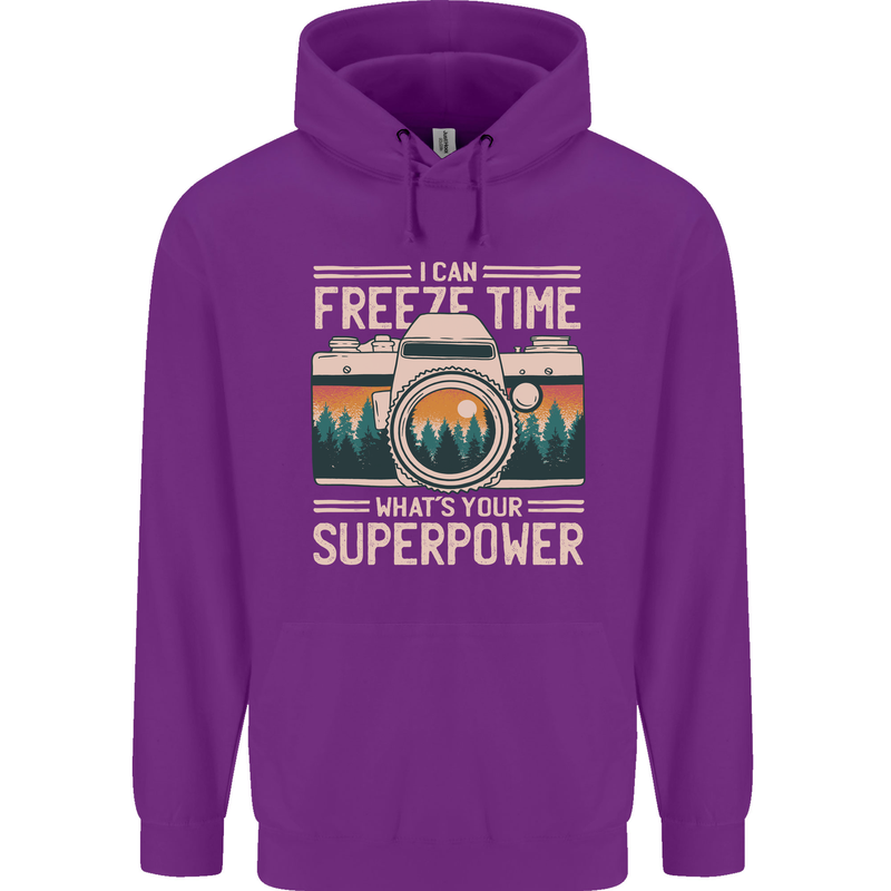 Freeze Time Photographer Photography Childrens Kids Hoodie Purple