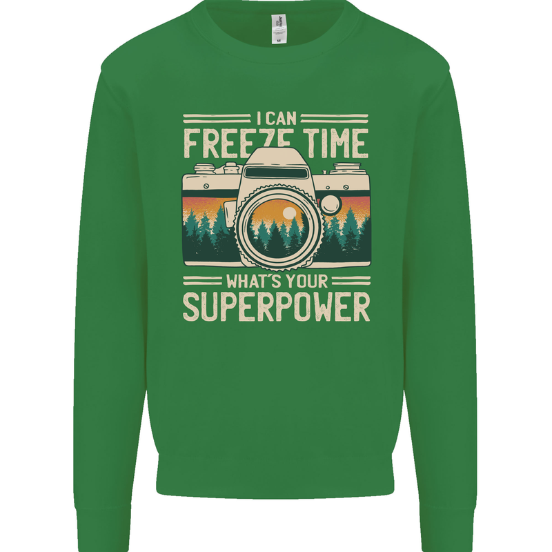 Freeze Time Photographer Photography Kids Sweatshirt Jumper Irish Green