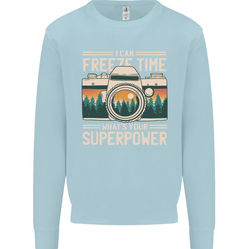 Freeze Time Photographer Photography Kids Sweatshirt Jumper Light Blue