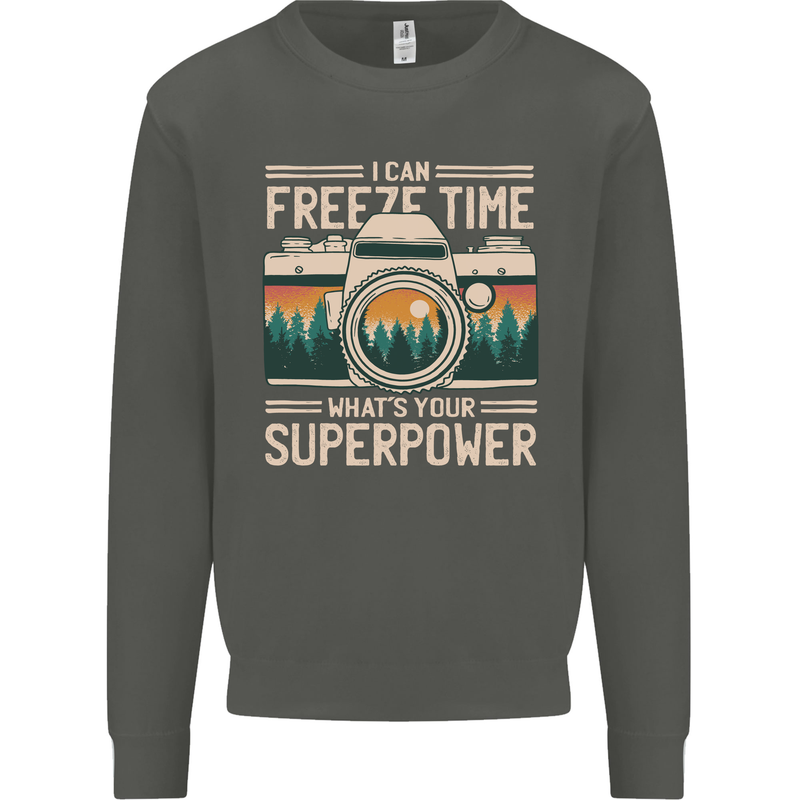 Freeze Time Photographer Photography Kids Sweatshirt Jumper Storm Grey