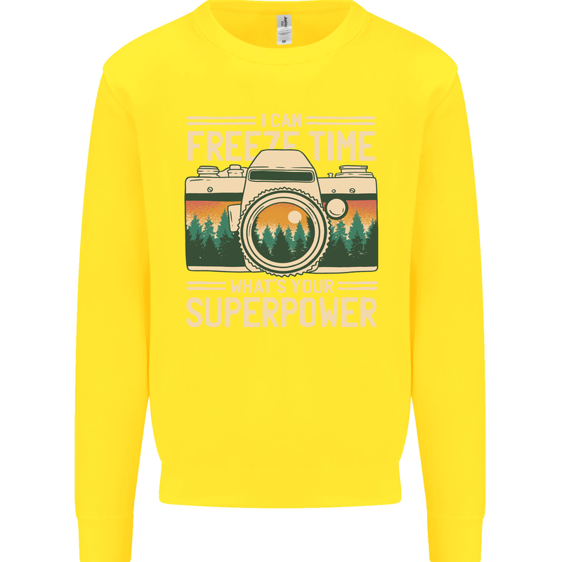 Freeze Time Photographer Photography Kids Sweatshirt Jumper Yellow