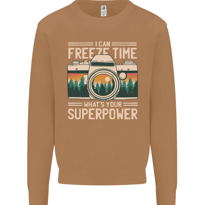 Freeze Time Photographer Photography Mens Sweatshirt Jumper Caramel Latte