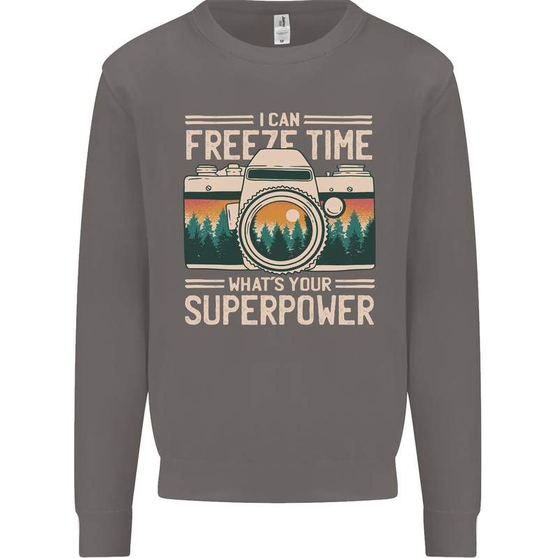 Freeze Time Photographer Photography Mens Sweatshirt Jumper Charcoal