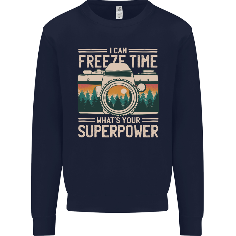 Freeze Time Photographer Photography Mens Sweatshirt Jumper Navy Blue