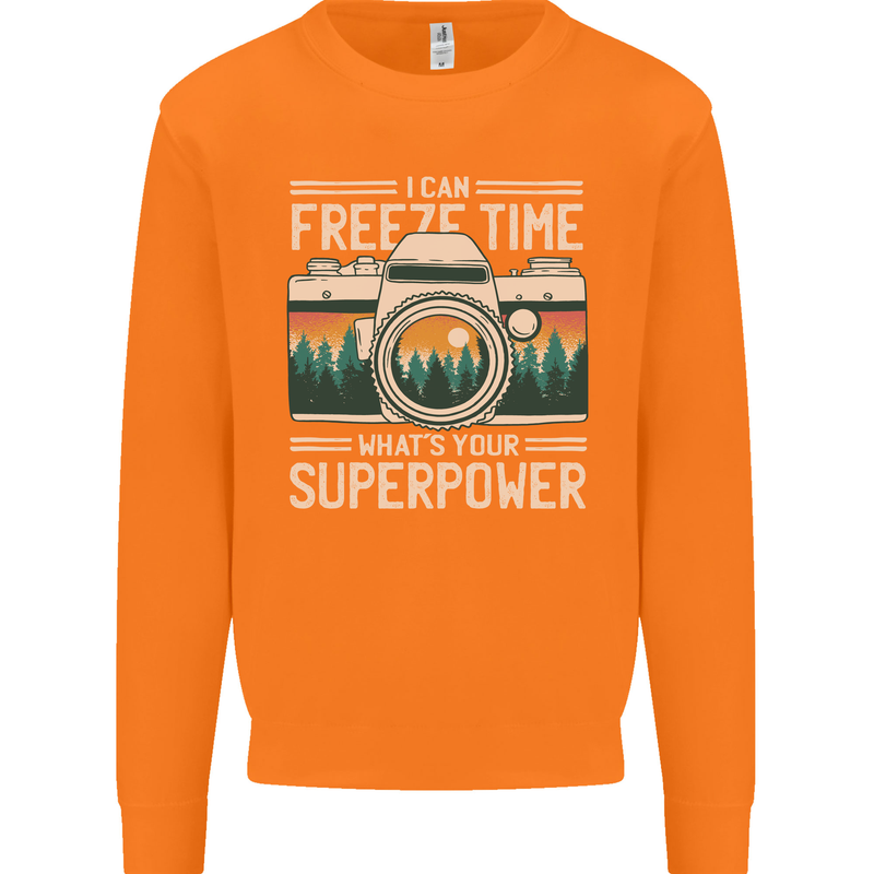 Freeze Time Photographer Photography Mens Sweatshirt Jumper Orange