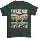 Freeze Time Photographer Photography Mens T-Shirt 100% Cotton Forest Green