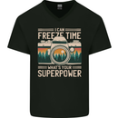 Freeze Time Photographer Photography Mens V-Neck Cotton T-Shirt Black