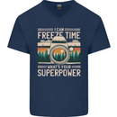 Freeze Time Photographer Photography Mens V-Neck Cotton T-Shirt Navy Blue