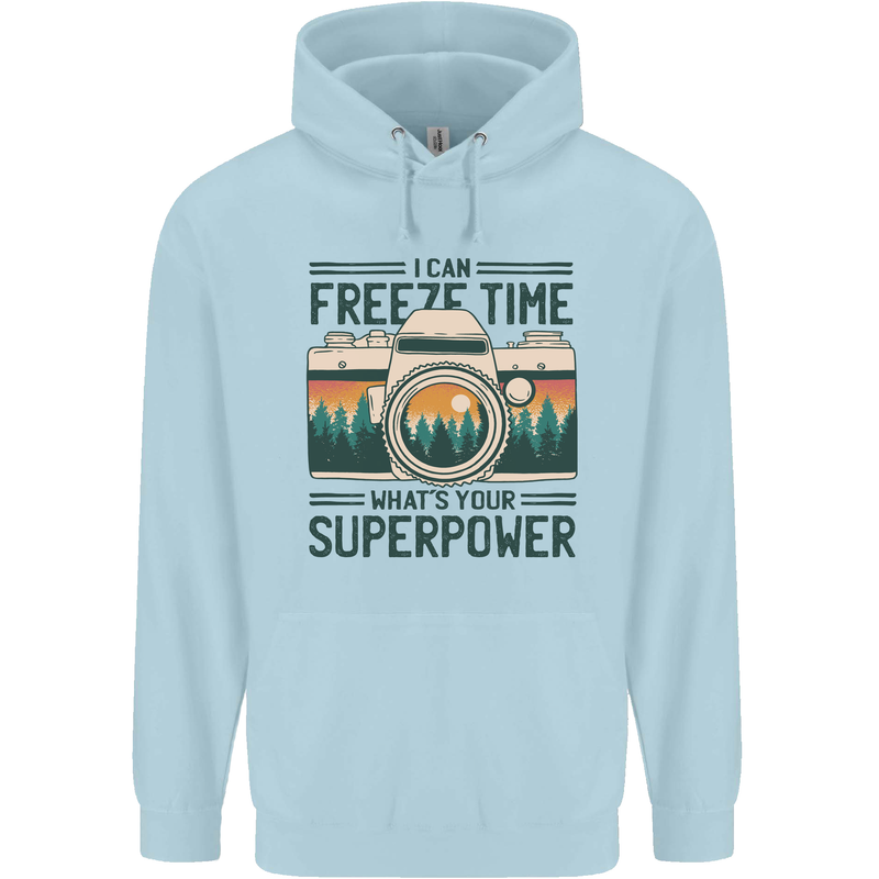 Freeze Time Photography Photographer Childrens Kids Hoodie Light Blue