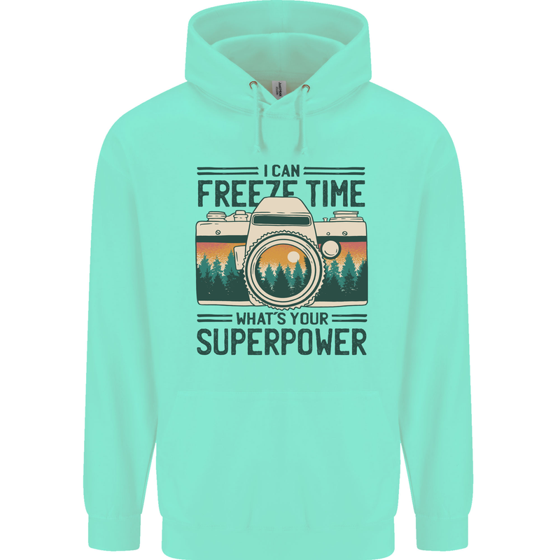 Freeze Time Photography Photographer Childrens Kids Hoodie Peppermint