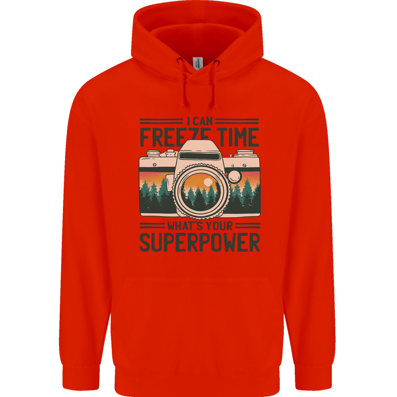 Freeze Time Photography Photographer Mens 80% Cotton Hoodie Bright Red