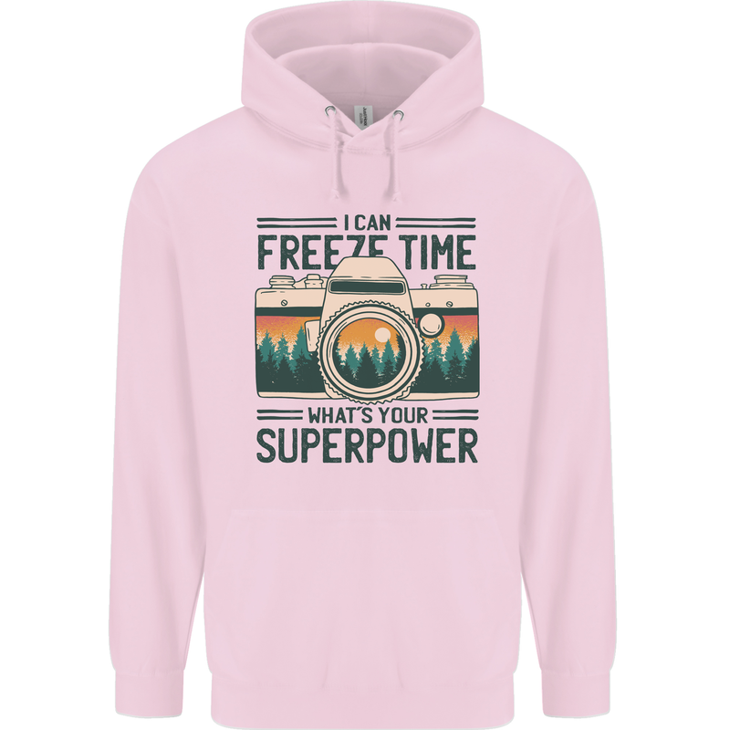 Freeze Time Photography Photographer Mens 80% Cotton Hoodie Light Pink